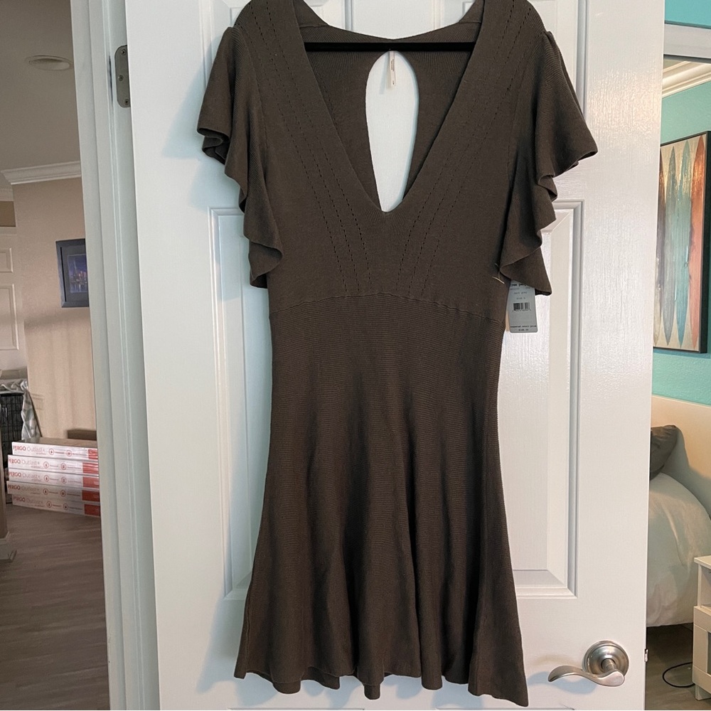 NWT FREE PEOPLE GREY KNIT MINI - Picture 2 of 5